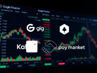 Illustrates Kalshi and Polymarket's integration with Google Finance, symbolizing the expanding reach of **prediction markets** into mainstream finance.