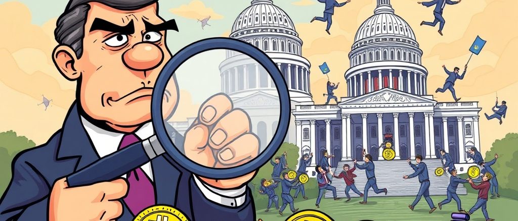 Illustration of the SEC's tightening grip on crypto regulation amidst congressional disarray, impacting the future of digital assets.