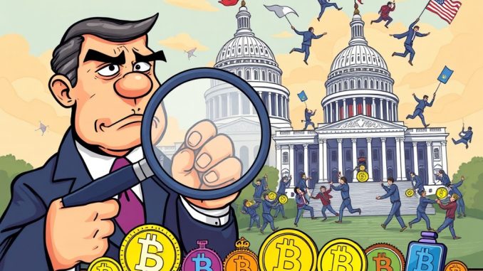 Illustration of the SEC's tightening grip on crypto regulation amidst congressional disarray, impacting the future of digital assets.