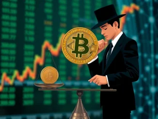 Robinhood crypto executive carefully weighs a digital asset, symbolizing the cautious approach to a crypto reserve strategy.