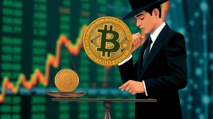 Robinhood crypto executive carefully weighs a digital asset, symbolizing the cautious approach to a crypto reserve strategy.