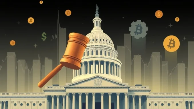 A gavel at the US Capitol symbolizes the crucial Senate bill passing to avert a US government shutdown crisis.