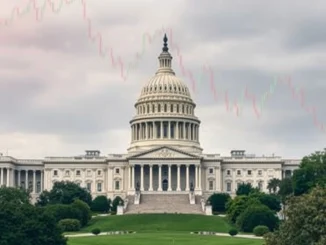 The US Capitol building under a dramatic sky, symbolizing the crucial US government shutdown vote and its potential impact on market stability.