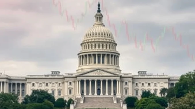 The US Capitol building under a dramatic sky, symbolizing the crucial US government shutdown vote and its potential impact on market stability.