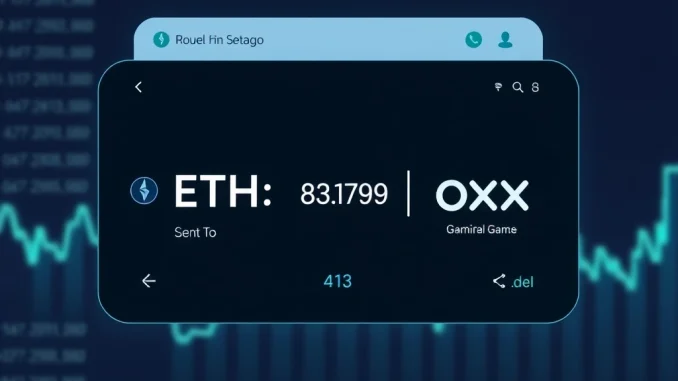 Visualizing SharpLink Gaming's significant ETH deposit to OKX, highlighting potential crypto market shifts.