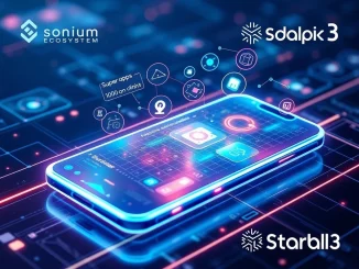 Digital interface of the new Startale Web3 super app, streamlining **Sonium ecosystem** interactions and dApp management.