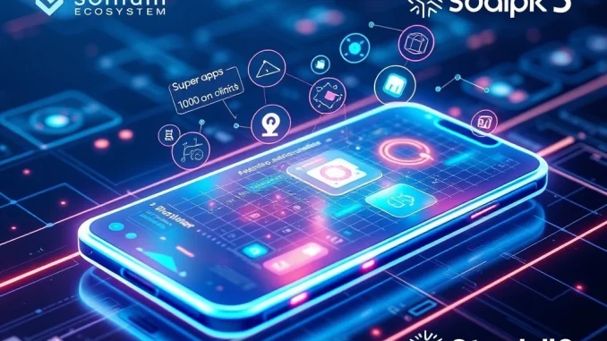 Digital interface of the new Startale Web3 super app, streamlining **Sonium ecosystem** interactions and dApp management.