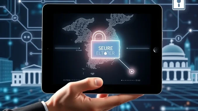 Illustrating a secure South Korea blockchain loan service for public officials, featuring digital certificates.