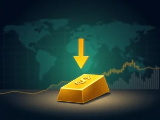 A graph illustrating the significant fall in spot gold price, with a prominent gold bar indicating the market shift below $4,000.