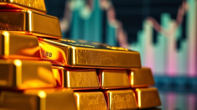 A stack of gleaming gold bars symbolizing the recent surge in spot gold price and robust market performance.
