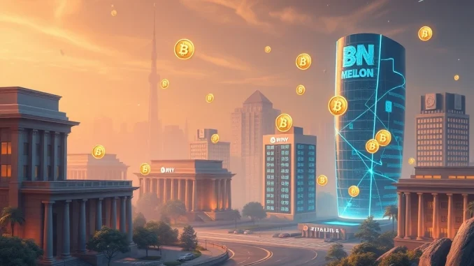 A visual representation of the expanding stablecoin market and tokenized cash projected by BNY Mellon, highlighting institutional finance growth.