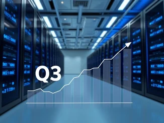 A modern Bitcoin mining facility illustrating TeraWulf's strong Q3 earnings performance and growth in BTC mining.