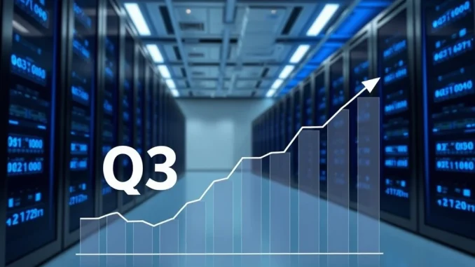 A modern Bitcoin mining facility illustrating TeraWulf's strong Q3 earnings performance and growth in BTC mining.