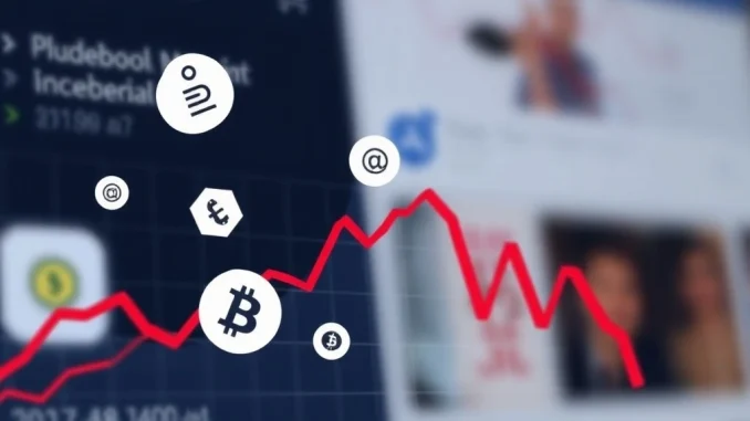Chart showing a steep decline, symbolizing Trump Media's $54.8M net loss driven by volatile digital assets.