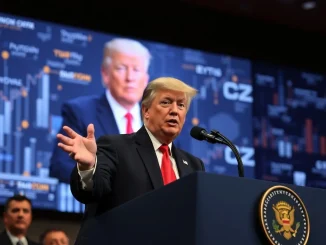 Donald Trump discusses the **Trump pardon CZ** decision, highlighting its implications for **US crypto policy** and the **cryptocurrency industry**.