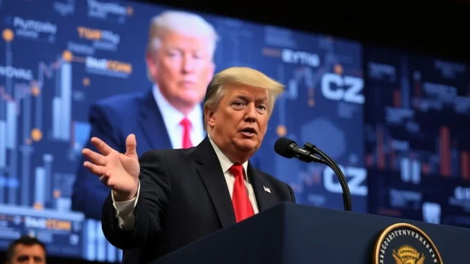 Donald Trump discusses the **Trump pardon CZ** decision, highlighting its implications for **US crypto policy** and the **cryptocurrency industry**.