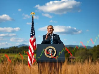 President Trump delivering a crucial address on the US economy, highlighting its potential impact on global markets.