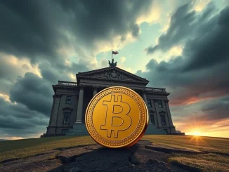 The Bank of England building overseeing a digital stablecoin, symbolizing the crucial need for robust UK stablecoin regulations to prevent financial instability.
