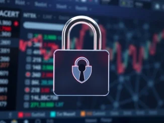 Upbit suspension icon over a crypto exchange interface, highlighting enhanced security against money laundering.