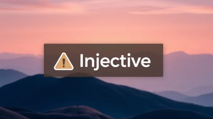 Upbit INJ suspension alert displayed on a digital screen, signaling a critical Injective Protocol upgrade.