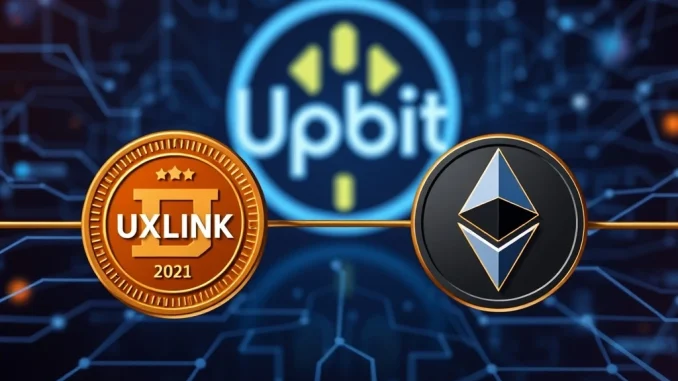 Urgent Upbit UXLINK Suspension: Critical Token Migration Details Revealed Upbit UXLINK suspension notice for token migration, showing a digital token transitioning between blockchain networks.