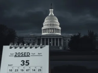 A symbolic representation of the US government shutdown, highlighting the unprecedented duration and its potential impact on the nation.