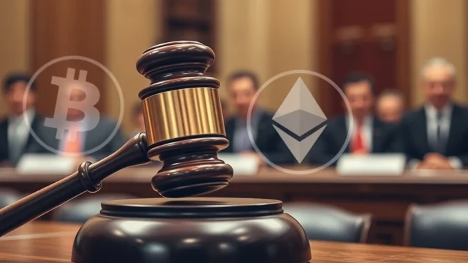Gavel on a desk during a crucial US government shutdown budget bill meeting, signaling financial market impact.