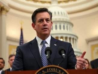 US House Speaker Mike Johnson confidently announces securing votes for a stopgap funding bill, preventing a government shutdown.