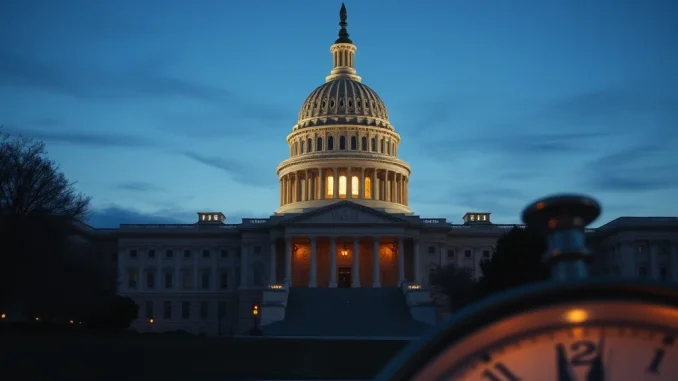 US Senate leaders gather at the Capitol to discuss the crucial budget vote and prevent a government shutdown.