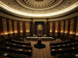 The US Senate chamber after passing a crucial temporary spending bill, resolving the government shutdown.