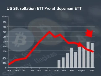 Chart showing a significant decline in US spot Bitcoin ETF net flows, indicating substantial outflows from the digital asset investment market.