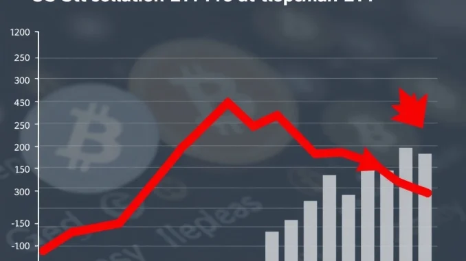 Alarming Reversal: US Spot Bitcoin ETFs Plunge with $554.2M Net Outflows Chart showing a significant decline in US spot Bitcoin ETF net flows, indicating substantial outflows from the digital asset investment market.