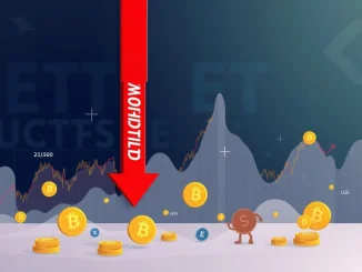 A chart showing a significant downward trend in US spot Bitcoin ETFs, representing the $566.4 million net outflow.