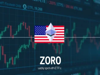 Chart showing zero net inflows for US spot ETH ETFs, indicating a pause in investor activity in the crypto market.