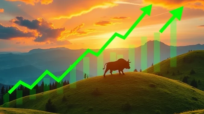 US stock market charts showing upward trends, symbolizing the opening higher of major indices and positive investor sentiment.