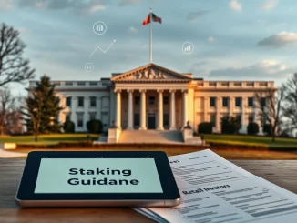 Official documents symbolizing the new US Treasury crypto ETF staking guidance for retail investors.