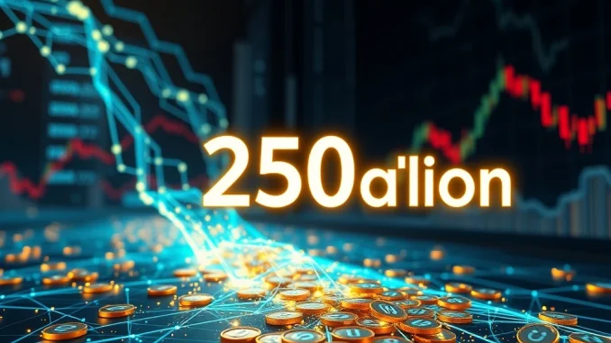 A digital representation of 250 million USDC minted, signifying a significant influx into the crypto market.