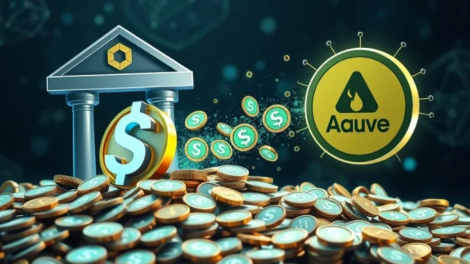 Visualizing a significant 300,000,000 USDT transfer from HTX to Aave, representing a major stablecoin movement in DeFi.