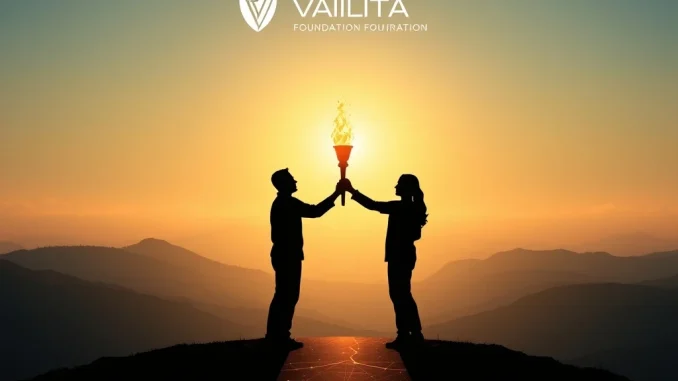 Vaulta Foundation Undergoes Pivotal Leadership Transition as CEO Yves La Rose Resigns A digital representation of the Vaulta Foundation logo with a silhouette of a leader stepping down, symbolizing the **Yves La Rose resignation** and leadership change within the **EOS blockchain** community.