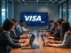 Employees receiving **Visa stablecoin payroll** payments directly into their crypto wallets, illustrating the future of digital currency salaries.