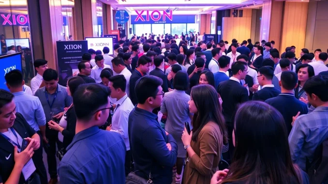 Professionals networking at the XION South Korea meetup, discussing blockchain abstraction solutions and Web3 innovation.