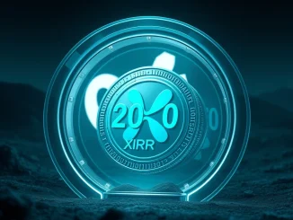 Digital XRP coins secured in a transparent vault, representing the 200 million XRP locked in Ripple's escrow.