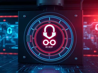 A digital lock securing 500 million XRP in Ripple's escrow, illustrating the crucial control over the digital asset supply.