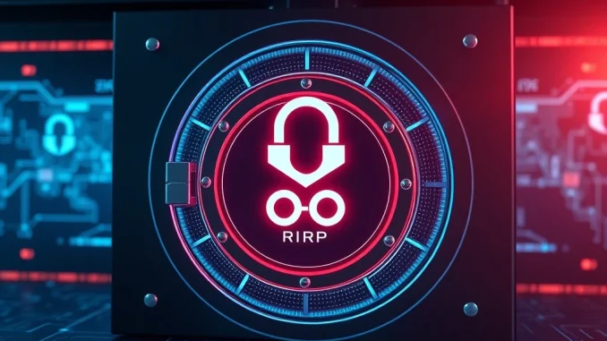 A digital lock securing 500 million XRP in Ripple's escrow, illustrating the crucial control over the digital asset supply.