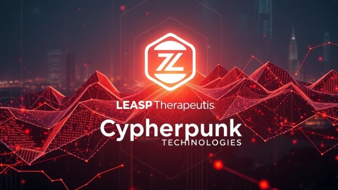 Visualizing Leap Therapeutics' Zcash investment and rebranding to Cypherpunk Technologies, symbolizing corporate crypto adoption.