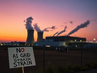 AI data center faces community opposition similar to crypto mining energy concerns, showing technological infrastructure tension