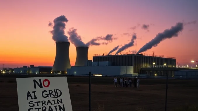 AI data center faces community opposition similar to crypto mining energy concerns, showing technological infrastructure tension