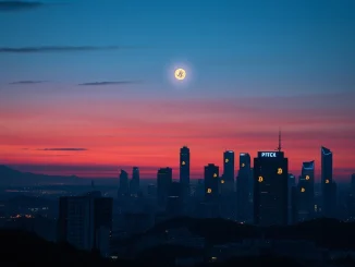 Conceptual image representing the potential alien discovery crypto surge and financial market disruption.