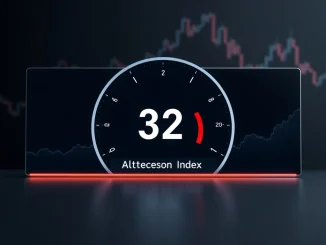 The Altcoin Season Index gauge reads 32, indicating a neutral market phase between Bitcoin and altcoin dominance.
