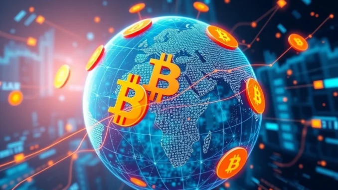 Visualization of Ark Invest's $16 trillion Bitcoin market cap forecast impacting global finance.